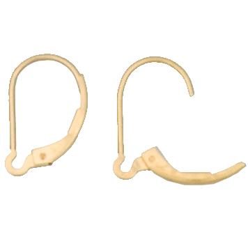 Ear Findings. Gold Filled 9.6mm Width by 16.5mm Length, Plain Lever Back, With 3.0mm Width by 2.6mm Length Open Loop towards the bottom. Quantity Per Pack: 10 Pieces.