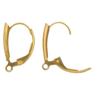 Ear Findings. Gold Filled 9.8mm Width by 16.6mm Length, Plain Lever Back, With 2.9mm Width by 12.8mm Length Shield towards the bottom. Quantity Per Pack: 4 Pieces.