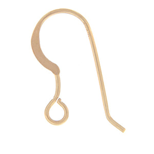 Ear Findings. Gold Filled 22.0 Gauge, 8.8mm Width by 18.2mm Length Flat Ear Wire With 3.2mm Width / Length Fix Ring. Quantity Per Pack: 20 Pieces.