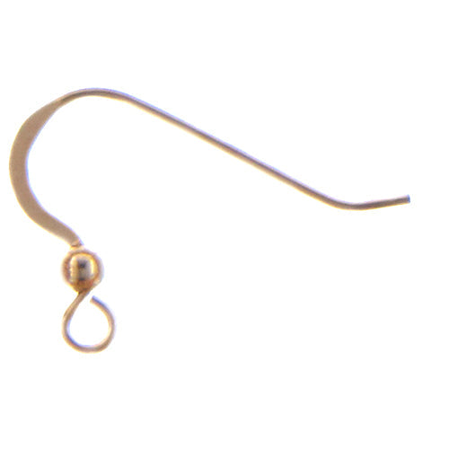 Ear Findings. Gold Filled 22.0 Gauge, 7.6mm Width by 18.5mm Length, Flat Ear Wire With 3.0mm Width / Length Bead. Quantity Per Pack: 10 Pieces.