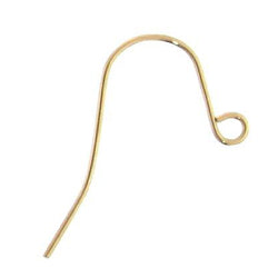 Ear Findings. Gold Filled 22.0 Gauge, 11.7mm Width by 19.6mm Length, Plain Ear Wire With 2.8mm Width / Length Fix Ring. Quantity Per Pack: 20 Pieces.