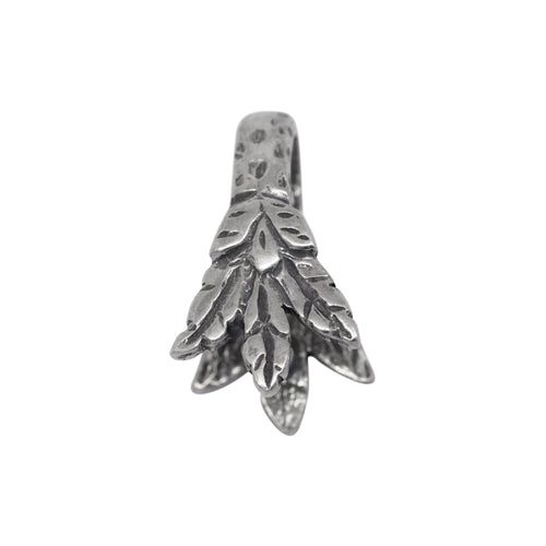 Bails. Sterling Silver 8.4mm Width by 13.9mm Height, Leaf Pinch Bail. Quantity per pack - 3 Pieces.