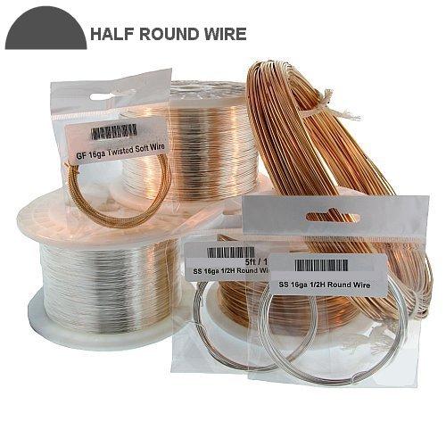 Wire. Gold Filled 24.0 Gauge Half Hard Half Round Wire. Ounces sold per pack - 0.5 ounce.