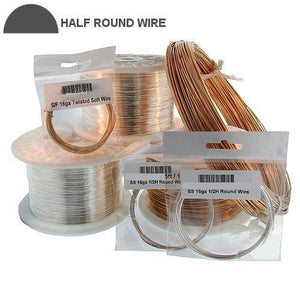 Wire. Gold Filled 22.0 Gauge Half Hard Half Round Wire. Ounces sold per pack - 0.5 ounce.