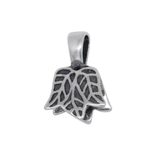 Load image into Gallery viewer, Bails. Sterling Silver 13.9mm Width by 13.0mm Height, Leaf Pinch Bail with 5.6mm Width by 8.4mm Height, Sliding Bail at the top. Quantity per pack - 2 Pieces.
