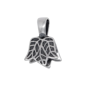 Bails. Sterling Silver 13.9mm Width by 13.0mm Height, Leaf Pinch Bail with 5.6mm Width by 8.4mm Height, Sliding Bail at the top. Quantity per pack - 2 Pieces.