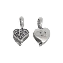 Load image into Gallery viewer, Sterling Silver 10.7mm Width by 11.3mm Height, Leaf Pinch Bail with 6.5mm Width by 8.1mm Height, Sliding Bail at the top. Quantity per pack - 2 Pieces.
