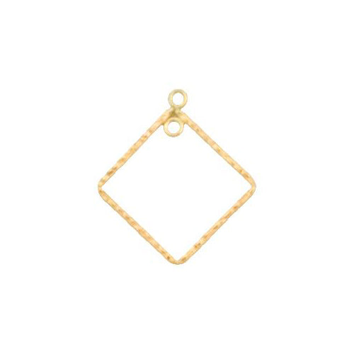 Ear Findings. Gold Filled 14.7mm Width / Length, Handmade Hammered Square Diamond Shape Chandelier With 2.52mm Width / Length Smooth Fix Ring on the top of inside and outside of the Chandelier. Quantity Per Pack: 6 Pieces.