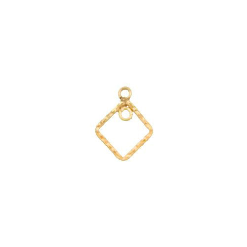 Ear Findings. Gold Filled 8.3mm Width / Length, Handmade Hammered Square Diamond Shape Chandelier With 2.55mm Width / Length Smooth Fix Ring on the top of inside and outside of the Chandelier. Quantity Per Pack: 8 Pieces.