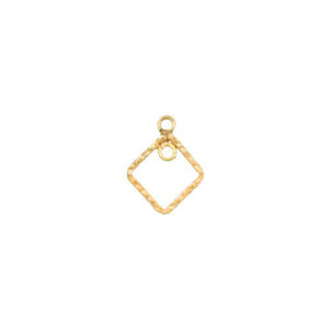 Ear Findings. Gold Filled 8.3mm Width / Length, Handmade Hammered Square Diamond Shape Chandelier With 2.55mm Width / Length Smooth Fix Ring on the top of inside and outside of the Chandelier. Quantity Per Pack: 8 Pieces.