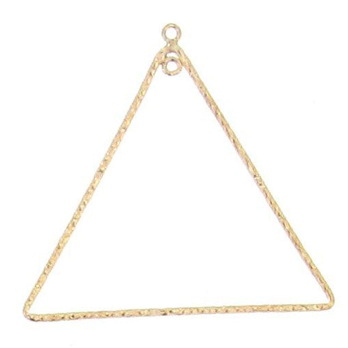 Ear Findings. Gold Filled 33.0mm Width by 37.2mm Length, Hammered Triangle Chandelier With 2.5mm Width / Length Smooth Fix Ring, inside and outside of the Chandelier. Quantity Per Pack: 2 Pieces.