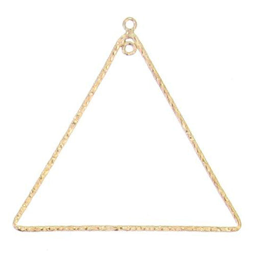 Ear Findings. Gold Filled 27.1mm Width by 29.5mm Length, Hammered Triangle Chandelier With 2.5mm Width / Length Smooth Fix Ring, inside and outside of the Chandelier. Quantity Per Pack: 4 Pieces.