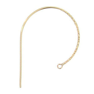 Ear Findings. Gold Filled 19.0 Gauge, 21.0mm Width by 29.0mm Height, Fancy 3/4 Hammered Ear Wire With 2.5mm Width / Length Smooth Fix Ring. Quantity Per Pack: 2 Pieces.