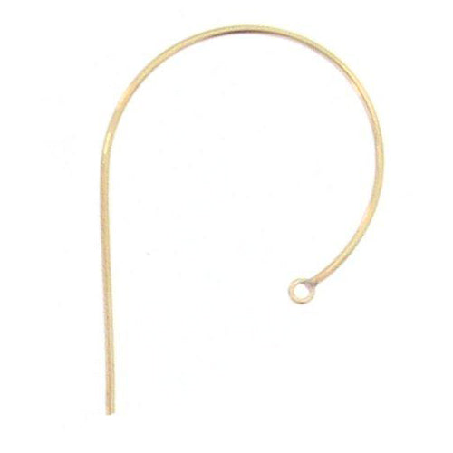 Ear Findings. Gold Filled 18.0 Gauge, 20.2mm Width by 28.7mm Height, Plain Ear Wire With 2.5mm Width / Length Smooth Fix Ring. Quantity Per Pack: 4 Pieces.