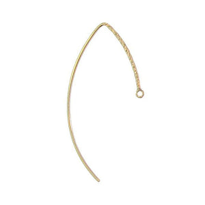 Ear Findings. Gold Filled 18.0 Gauge, 15.5mm Width by 34.8mm Height, Fancy 3/4 Hammered Ear Wire With 2.5mm Width / Length Smooth Fix Ring. Quantity Per Pack: 2 Pieces.