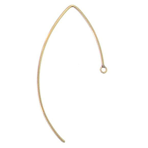 Ear Findings. Gold Filled 19.0 Gauge, 19.2mm Width by 44.2mm Height, Plain Ear Wire With 2.5mm Width / Length Smooth Fix Ring. Quantity Per Pack: 2 Pieces.