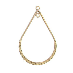 Ear Findings. Gold Filled 21.2mm Width by 33.0mm Length, Half Hammered and Half Smooth Tear Drop Chandelier With 2.5mm Smooth Fix Ring, inside and outside of Chandelier. Quantity Per Pack: 2 Pieces.