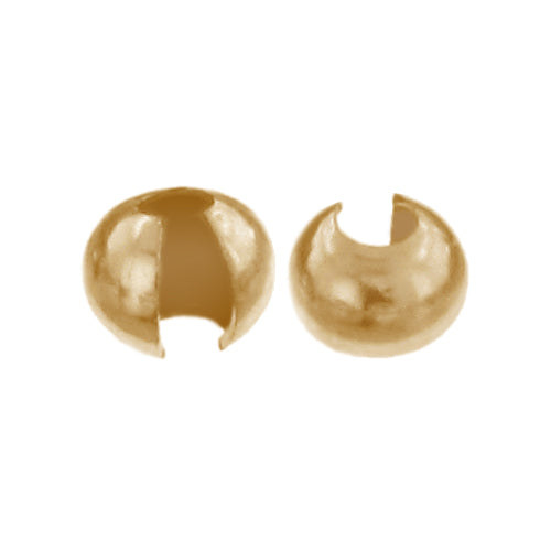 Crimps & Crimp Covers. Gold Filled 2.4mm Crimp Covers. Quantity Per Pack: 20 Pieces.