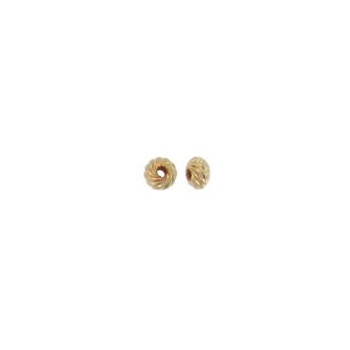 Beads. Gold Filled 3.50mm Width by 2.00mm Height, Twisted Saucer Bead. Quantity per pack: 10 Pieces.