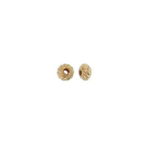 Beads. Gold Filled 4.45mm Width by 2.50mm Height, Twisted Saucer Bead. Quantity per pack: 10 Pieces.