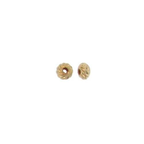 Beads. Gold Filled 4.45mm Width by 2.50mm Height, Twisted Saucer Bead. Quantity per pack: 10 Pieces.