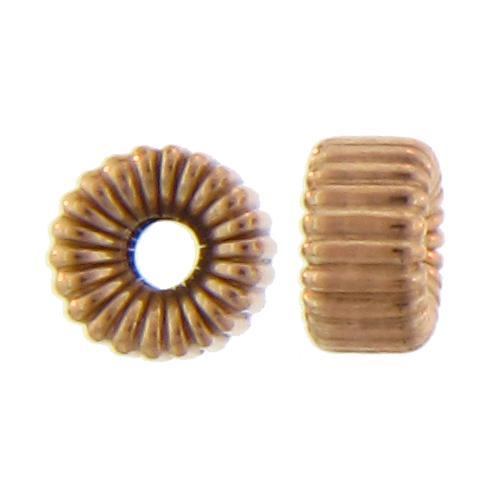 Beads. Gold Filled 3.2mm Width by 1.6mm Height, Seamless Corrugated Roundel Bead with 1.2mm Hole. Quantity per pack: 20 Pieces.