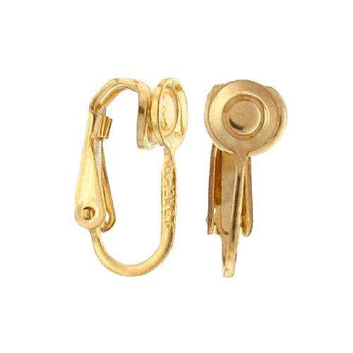 Ear Findings. Gold Filled 8.2mm Width by 6.4mm Length by 15.2mm Height Ear Clip With 5.5mm Width by 1.1mm Depth Cup. Quantity Per Pack: 2 Pieces.