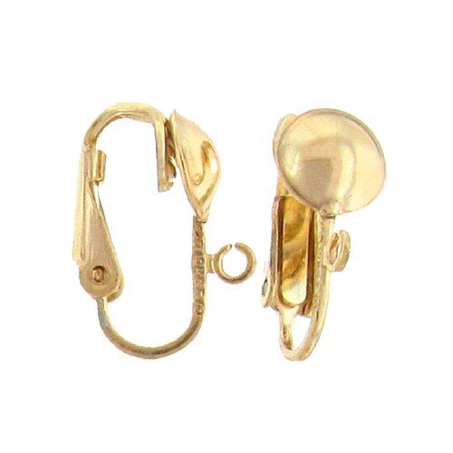 Ear Findings. Gold Filled 8.6mm Width by 6.4mm Length by 15.4mm Height Ear Clip With 6.4mm Width / Length Half Ball and 2.7mm Open Ring towards the front middle. Quantity Per Pack: 4 Pieces.