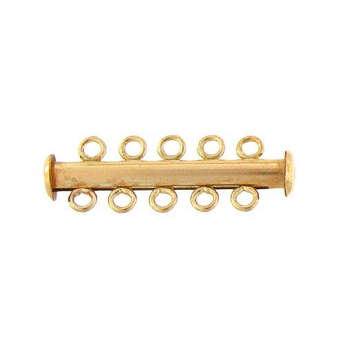 Clasps. Gold Filled 4.3mm Width by 31.3mm Length, 5 Strand Twisted Tube Clasp. Quantity Per Pack: 1 Piece.