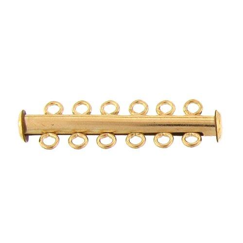 Clasps. Gold Filled 4.5mm Width by 37.1mm Length, 6 Strand Tube Clasp. Quantity Per Pack: 1 Piece.