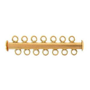 Clasps. Gold Filled 4.5mm Width by 43mm Length, 7 Strand Tube Clasp. Quantity Per Pack: 1 Piece.