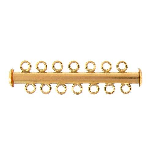 Clasps. Gold Filled 4.5mm Width by 43mm Length, 7 Strand Tube Clasp. Quantity Per Pack: 1 Piece.