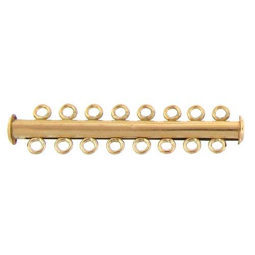 Clasps. Gold Filled 4.5mm Width by 48.4mm Length, 8 Strand Tube Clasp. Quantity Per Pack: 1 Piece.