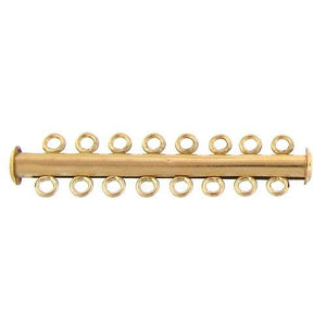 Clasps. Gold Filled 4.5mm Width by 48.4mm Length, 8 Strand Tube Clasp. Quantity Per Pack: 1 Piece.