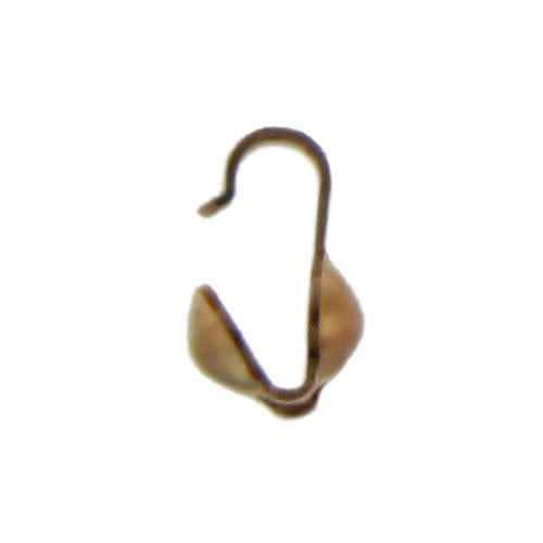 Bead Tips & Clam Shells. Gold Filled 3.7mm Width by 9.5mm Length, Clam Shell Bead Tip with Hook. Quantity Per Pack: 50 Pieces.