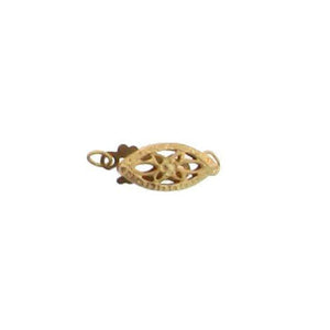 Clasps. Gold Filled 12.0mm Width by 6.0mm Length by 2.9 Height, Filigree Fish Hook Clasp. Quantity Per Pack: 2 Pieces.