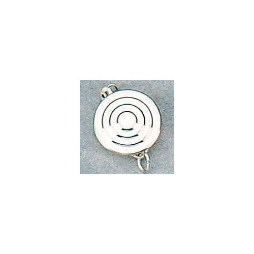 Clasps. Sterling Silver 12.3mm Width / Length by 4.2mm Height, Bulls-Eye Clasp, with 4.7mm Width by 8.6mm Length by 3.7mm Height Fish Hook. Quantity Per Pack: 1 Piece.