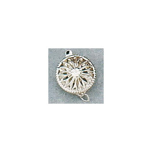 Clasps. Sterling Silver 12.3mm Width / Length by 4.6mm Height, Round Filigree Clasp, with 4.7mm Width by 8.7mm Length by 3.0mm Height Fish Hook. Quantity Per Pack: 1 Piece.