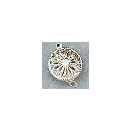 Clasps. Sterling Silver 12.3mm Width / Length by 4.6mm Height, Round Filigree Clasp, with 4.7mm Width by 8.7mm Length by 3.0mm Height Fish Hook. Quantity Per Pack: 1 Piece.