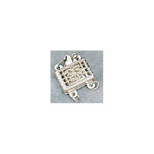 Clasps. Sterling Silver 7.4mm Width by 10.4mm Length by 3.5mm Height, 2 Strand Filigree Box Clasp, with 4.7mm Width by 8.9mm Length by 3.6mm Height Fish Hook. Quantity Per Pack: 1 Piece.