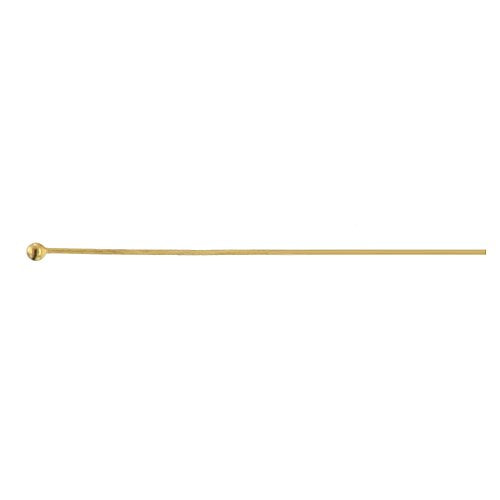 Pins. Sterling Silver Gold Plated / Vermeil 24.0 Gauge, 2.0 Inch Ball Pin With 1.3mm Ball Head. Quantity Per Pack: 100 Pieces.