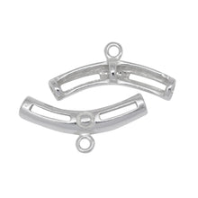 Load image into Gallery viewer, Sterling Silver 4.42mm Width by 22.6mm Length Filigree Curved Tube, Sliding Bail with 18 Gauge 3.4mm Closed Ring at the Bottom. Quantity per pack - 4 Pieces.
