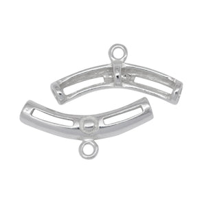 Sterling Silver 4.42mm Width by 22.6mm Length Filigree Curved Tube, Sliding Bail with 18 Gauge 3.4mm Closed Ring at the Bottom. Quantity per pack - 4 Pieces.