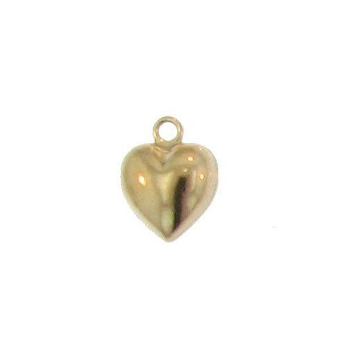 Charms. Gold Filled 11.6mm Width by 11.7mm Length by 8.6mm Height, Heart Charm With 21.0 Gauge 3.6mm Fix Ring at the Top. Quantity Per Pack: 2 Pieces.