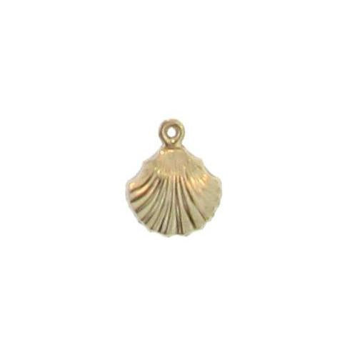 Charms. Gold Filled 11.0mm Width by 10.6mm Length by 4.1mm Height, Fanshell Charm With 19.0 Gauge 3.0mm Fix Ring at the Top. Quantity Per Pack: 2 Pieces.