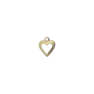 Charms. Gold Filled 7.2mm Width by 8.6mm Length by 0.6mm Height, Floating Heart Charm With 21.0 Gauge 1.8mm Ring at the Top. Quantity Per Pack: 10 Pieces.