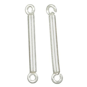 Connectors. Sterling Silver 15.0 Gauge, 1.4mm Width by 19.3mm Length, Bar Connector With 2.1mm Fix Ring on both ends. Quantity Per Pack: 10 Pieces.