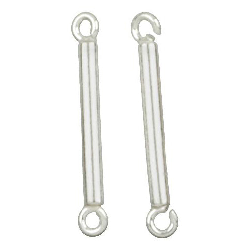 Connectors. Sterling Silver 15.0 Gauge, 1.4mm Width by 19.3mm Length, Bar Connector With 2.1mm Fix Ring on both ends. Quantity Per Pack: 10 Pieces.