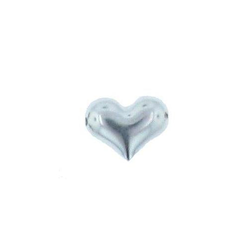 Beads. Sterling Silver 13.6mm Width by 10.4mm Length by 5.3mm Height, Heart Bead. Quantity per pack: 5 Pieces.