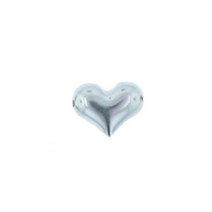 Beads. Sterling Silver 13.6mm Width by 10.4mm Length by 5.3mm Height, Heart Bead. Quantity per pack: 5 Pieces.